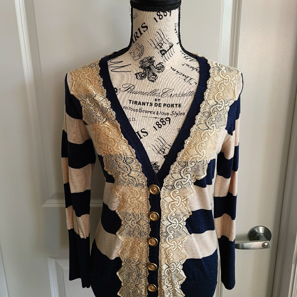 Navy striped Cardigan from Anthropologie